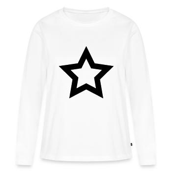 Etoile creuse - T-shirt manches longues Premium bio Femme - blanc - Devant - Julia (174cm)