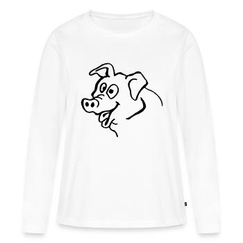 Doofe Sau - Frauen Premium Bio Langarmshirt - Weiß - Vorne - Julia (174cm)
