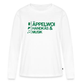 Äppelwoi, fromage à la main et de la musique - T-shirt manches longues Premium bio Femme - blanc - Devant - Julia (174cm)