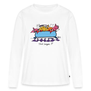 Tout baigne !! - T-shirt manches longues Premium bio Femme - blanc - Devant - Julia (174cm)