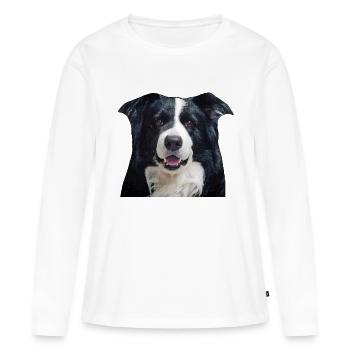 Border Collie - T-shirt manches longues Premium bio Femme - blanc - Devant - Julia (174cm)