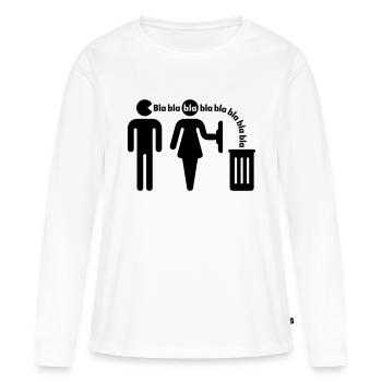 Bla bla bla (m / petit) - T-shirt manches longues Premium bio Femme - blanc - Devant - Julia (174cm)