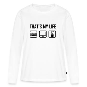 Das ist mein Leben - Computer Tastatur Monitor - Frauen Premium Bio Langarmshirt - Weiß - Vorne - Julia (174cm)