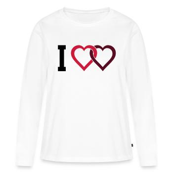 I love - T-shirt manches longues Premium bio Femme - blanc - Devant - Julia (174cm)