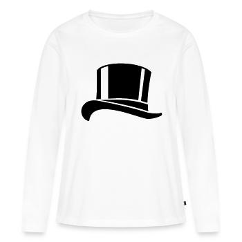 chapeau haut de forme / le chapeau de cylindre - T-shirt manches longues Premium bio Femme - blanc - Devant - Julia (174cm)