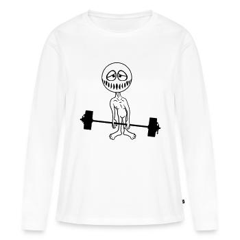 training gewicht heben bodybuilder fitness stark s - Frauen Premium Bio Langarmshirt - Weiß - Vorne - Julia (174cm)