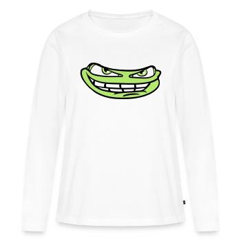 visage tête mal meme sourire drôle comique comique - T-shirt manches longues Premium bio Femme - blanc - Devant - Julia (174cm)
