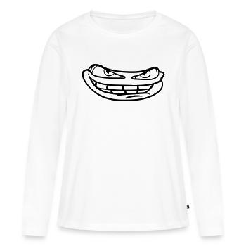 visage tête mal meme sourire drôle comique comique - T-shirt manches longues Premium bio Femme - blanc - Devant - Julia (174cm)