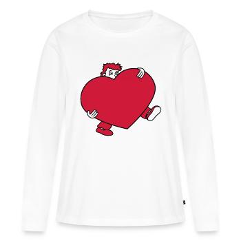 herz liebe verliebt geschenk gross riesig tragen s - Frauen Premium Bio Langarmshirt - Weiß - Vorne - Julia (174cm)