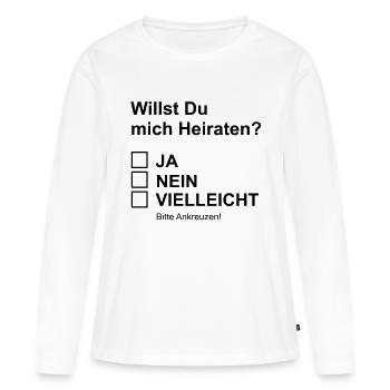 Proposal of marriage - Women's Premium Organic Long Sleeve Shirt - white - Front - Julia (174cm)
