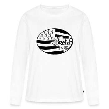 Bretagne ovale - T-shirt manches longues Premium bio Femme - blanc - Devant - Julia (174cm)