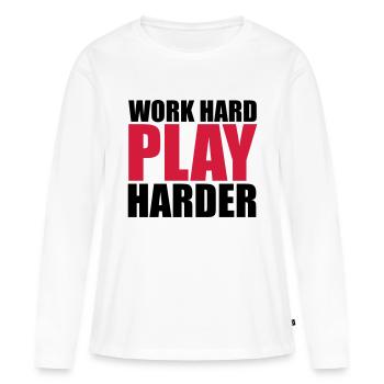 Work Hard - T-shirt manches longues Premium bio Femme - blanc - Devant - Julia (174cm)