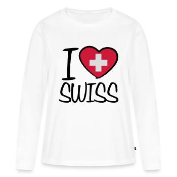Made In Swiss Design - T-shirt manches longues Premium bio Femme - blanc - Devant - Julia (174cm)