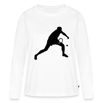 Ping pong - T-shirt manches longues Premium bio Femme - blanc - Devant - Julia (174cm)