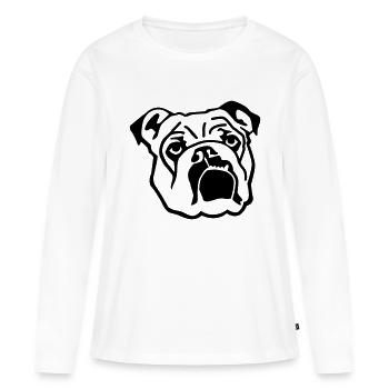Bouledogue - T-shirt manches longues Premium bio Femme - blanc - Devant - Julia (174cm)