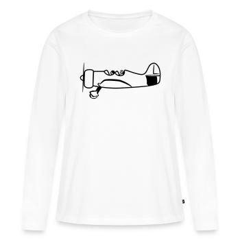 Hélice avion volant oldtimer - T-shirt manches longues Premium bio Femme - blanc - Devant - Julia (174cm)