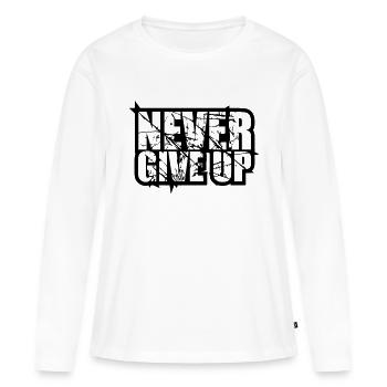 larmes rayures logo design ne jamais abandonner jamais - T-shirt manches longues Premium bio Femme - blanc - Devant - Julia (174cm)