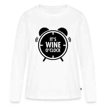 It\'s Wine O\'Clock - T-shirt manches longues Premium bio Femme - blanc - Devant - Julia (174cm)