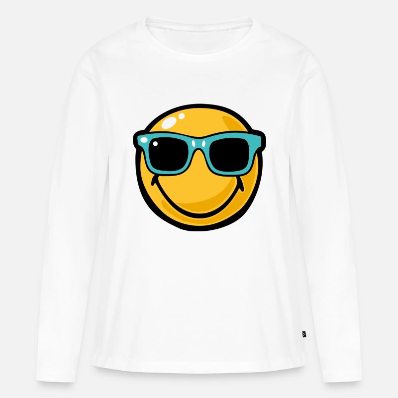 Smiley ray bans - Frauen Premium Bio Langarmshirt - Weiß