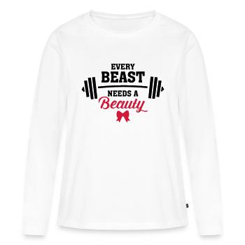 Beauty - Beast (Part 2) - T-shirt manches longues Premium bio Femme - blanc - Devant - Julia (174cm)