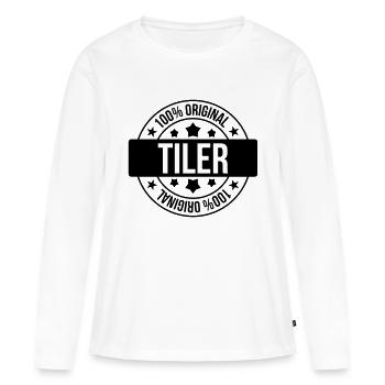 carreleur / carrelage / construction / maçon - T-shirt manches longues Premium bio Femme - blanc - Devant - Julia (174cm)