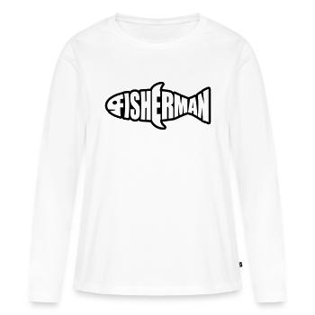 silhouette pêcheur pêcheur logo fischermann sea spor - T-shirt manches longues Premium bio Femme - blanc - Devant - Julia (174cm)