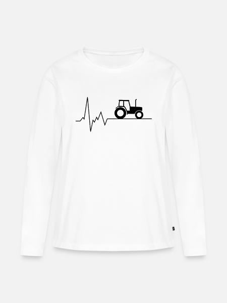 herzschlag traktor - Frauen Premium Bio Langarmshirt - Weiß