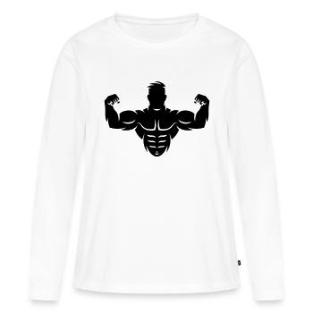 Bodybuilder (Bodybulding, Biceps, Athletic Sports) - Women's Premium Organic Long Sleeve Shirt - white - Front - Julia (174cm)