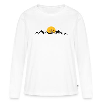MONTAGNES Paysage Silhouette Panorama - T-shirt manches longues Premium bio Femme - blanc - Devant - Julia (174cm)