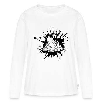Tache de couleur de cristal - T-shirt manches longues Premium bio Femme - blanc - Devant - Julia (174cm)