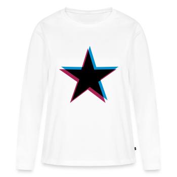 Effet étoile 3D - T-shirt manches longues Premium bio Femme - blanc - Devant - Julia (174cm)