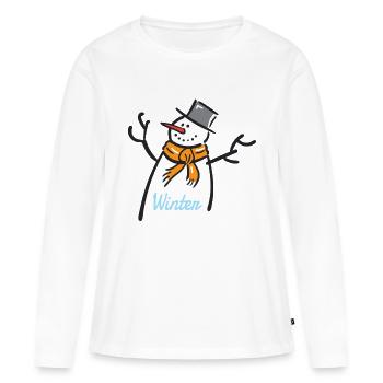l'hiver - T-shirt manches longues Premium bio Femme - blanc - Devant - Julia (174cm)