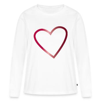 Contour du cœur en rubis rouge - T-shirt manches longues Premium bio Femme - blanc - Devant - Julia (174cm)