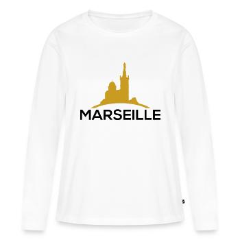 marseille - Frauen Premium Bio Langarmshirt - Weiß - Vorne - Julia (174cm)