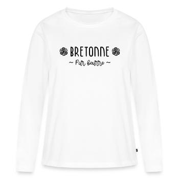 Bretonne - pur beurre - - T-shirt manches longues Premium bio Femme - blanc - Devant - Julia (174cm)