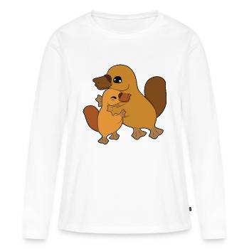 Étreinte de la famille Ornithorynque - T-shirt manches longues Premium bio Femme - blanc - Devant - Julia (174cm)