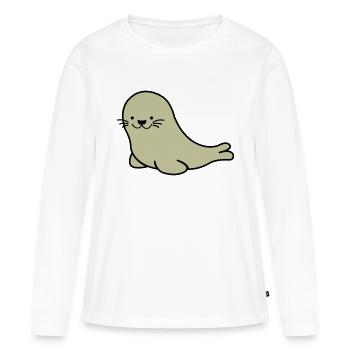 seehund 02 - Frauen Premium Bio Langarmshirt - Weiß - Vorne - Julia (174cm)