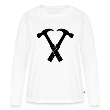 Marteau - T-shirt manches longues Premium bio Femme - blanc - Devant - Julia (174cm)