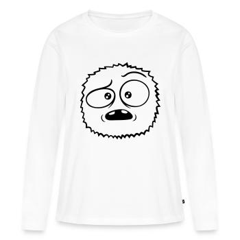 Visage sceptique monstre poilu - T-shirt manches longues Premium bio Femme - blanc - Devant - Julia (174cm)