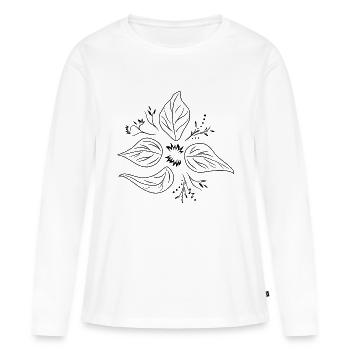 Élément floral dans le style ethno - T-shirt manches longues Premium bio Femme - blanc - Devant - Julia (174cm)