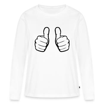 Comme des mains - T-shirt manches longues Premium bio Femme - blanc - Devant - Julia (174cm)