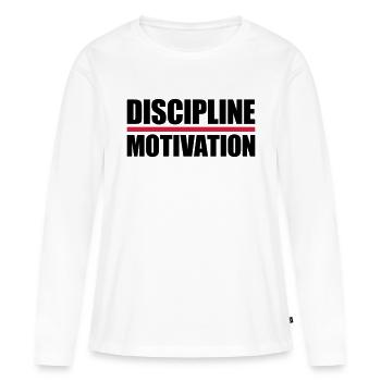 Citation de discipline sur la motivation - T-shirt manches longues Premium bio Femme - blanc - Devant - Julia (174cm)