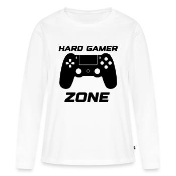 hard gamer zone - T-shirt manches longues Premium bio Femme - blanc - Devant - Julia (174cm)