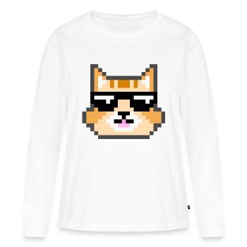 Cat with sunglasses - Women's Premium Organic Long Sleeve Shirt - white - Front - Julia (174cm)