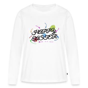 Joyeuses Pâques - T-shirt manches longues Premium bio Femme - blanc - Devant - Julia (174cm)