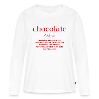 Définition du chocolat - T-shirt manches longues Premium bio Femme - blanc - Devant - Julia (174cm)