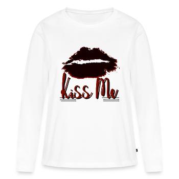 EMBRASSE-MOI - T-shirt manches longues Premium bio Femme - blanc - Devant - Julia (174cm)