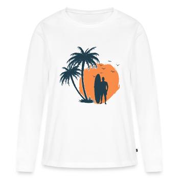 Surfeur palmier plage 1 - T-shirt manches longues Premium bio Femme - blanc - Devant - Julia (174cm)