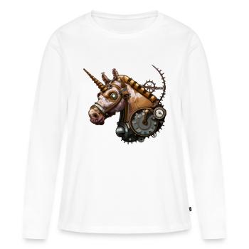 Licorne Steampunk - T-shirt manches longues Premium bio Femme - blanc - Devant - Julia (174cm)