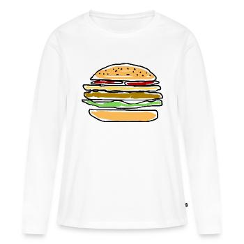 Burger - T-shirt manches longues Premium bio Femme - blanc - Devant - Julia (174cm)